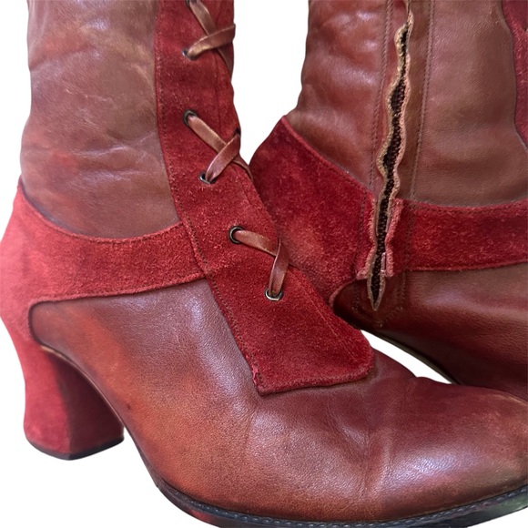 Lujano Vintage 1970's Rusty Orange Suede Boots - Picture 2 of 5